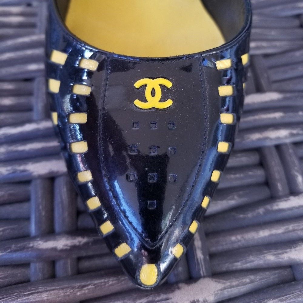 Vintage Chanel patent weaved heels sz 7 - Picture 6 of 11
